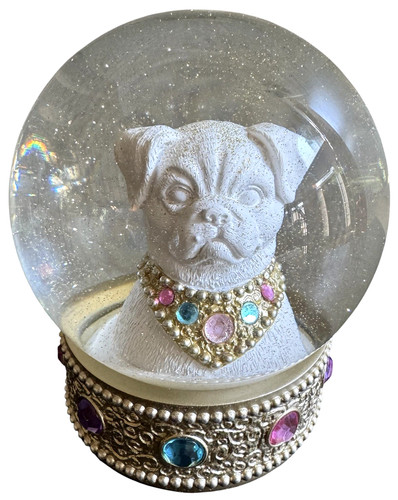 Pug dog bust lighted snow - bust,