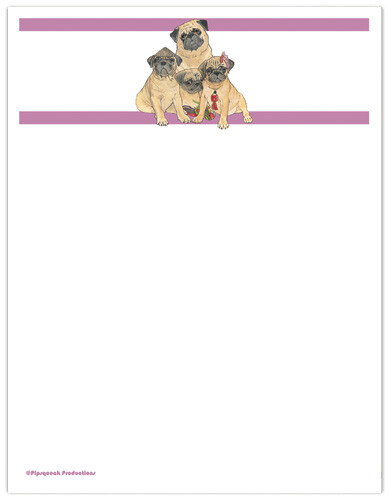 Pug printable stationery - printable,
